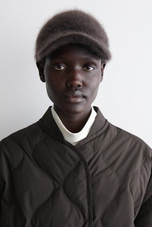 COS Women's Brushed Cashmere Baseball Cap in Brown