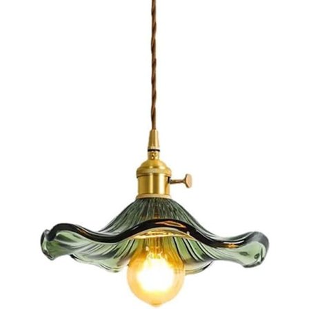 Lotuslehti Riippuva Kattovalaisin Kulta Vihreä Lasi Kukka Kynttiläkruunu Pohjoismainen Moderni Maalaistalo Yksinkertainen Kattovalaisin, Vihreä—yux