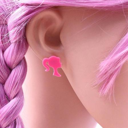 Yhteensopiva Barbie Girl -korvakorujen kanssa naisille ja tytöille, akryyliset renkaat, nastat, roikkuvat korvakorut, hypoallergeeniset herkille 