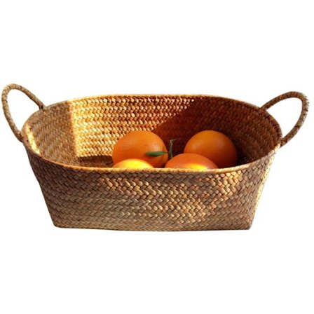 Vävd Brödkorg i Korg för Förvaring, Rustik Oval Bricka för Handdukar, Frukt och Diverse Föremål, Kompatibel med Philips