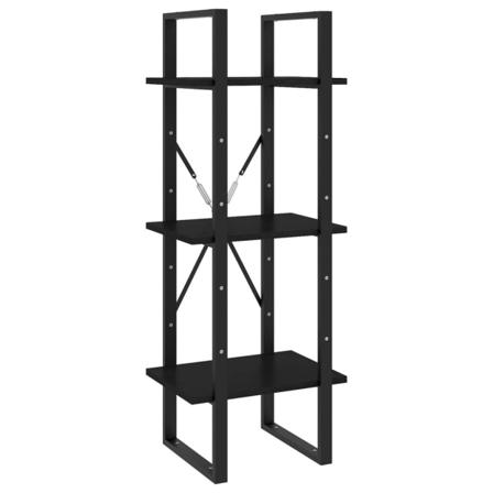 Vidaxl Bokhylla 3 Hyllplan Svart 40x30x105 Cm Massiv Furu Svart