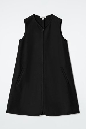 COS Femme Robe Courte Zippée En Jersey De Scuba Dress in Noir