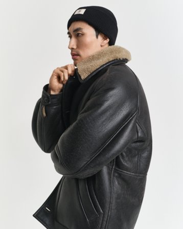 GANT Herren Gerippte Beanie aus Baumwollgemisch (ONE SIZE) Schwarz