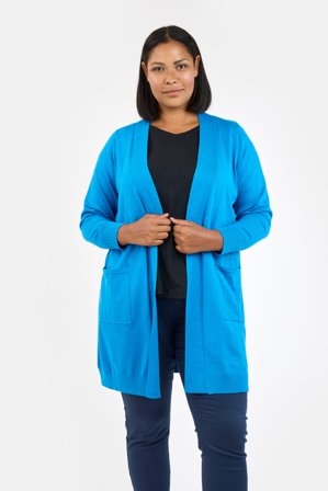 CISO - Langærmet Cardigan - Blå Melange - Lomme