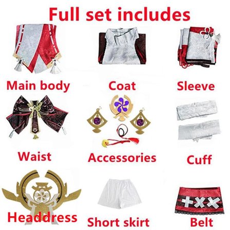 Mub- Genshin Impact Yae Miko Guuji Yae Cosplay Genshin Deguisement Parykk Kjole Festantrekk Halloween s for Kvinner