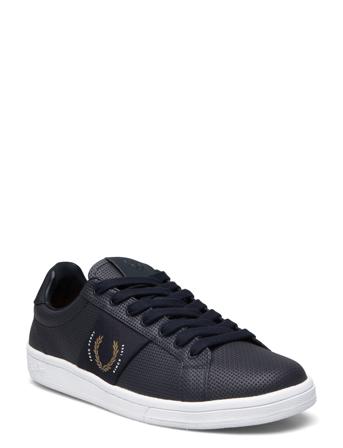 B721 Pique Embo Lthr Brand Low-top Sneakers Navy Fred Perry