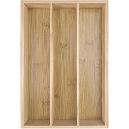 Bestikkskuff i bambus, bestikkholder i bambus med 3 rom, bestikkskuff for kjøkkenskuff i bambus