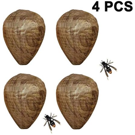 4 stk. vandtætte hvepsebo-lokkefugle hængende hvepseafvisende falsk stof hvepsebo giftfri bi-lokkefugle afskrækkende middel til hjem og udendørs have,