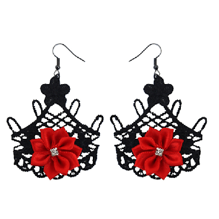Halloween-kranium palmekrona gotisk simuleret rose spidsgarn hårklemme gyseratmosfære kostume rekvisitter Lace flower earrings Lace flower earrings 