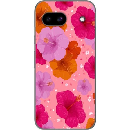 Yhteensopiva Puhelinkuori Google Google Pixel 8a Punainen Hibiscus Trooppinen Kukka Kuviointi
