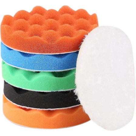 Poleringsputer, ZFE 6 stk. 6" (150 mm) Vaffelskum Poleringsputer Poleringsputer Ullpute Kit