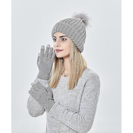 Guoguo Vinterstrikket Hue og Handsker Sæt Beanie Hue Touchscreen Handsker 2 stk. Varmt Sæt til Koldt Vejr til Kvinder