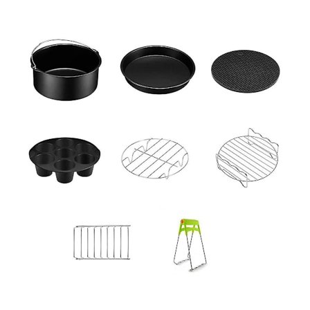 Monteringskit för 3,5-5,8 liters luftfritösar med 7 tum fästen, 8 delar, med silikonmatta, non-stick, diskmaskinsäker