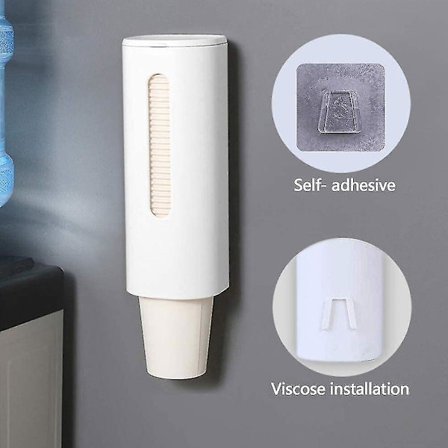 Seinään kiinnitettävä mukiteline, kertakäyttökuppien annostelija