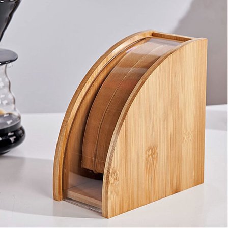 Kaffe Filter Förvaring Trä med Dammskydd Kaffe Filter Hållare