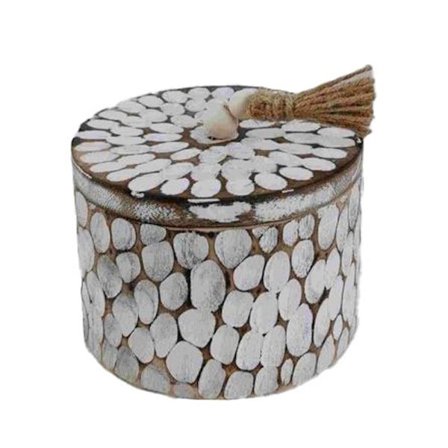 Puinen säilytyslaatikko, 16x16x12 cm, Ruskea/Valkoinen