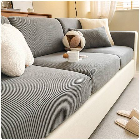 Måneskinn Grå; Pluss Størrelse XL [Bredde 65-85cm, Lengde 165-200cm]; Elastisk Sofatrekk, Helårs, Anti-Katt Ripe Ryggtrekk, Seteputetrekk