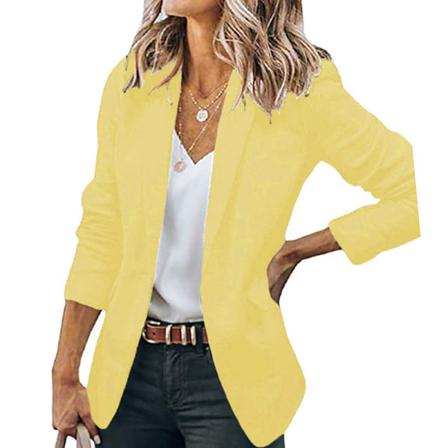 Kvinnor Enkelknäppt Ytterkläder Öppen Front Blazer