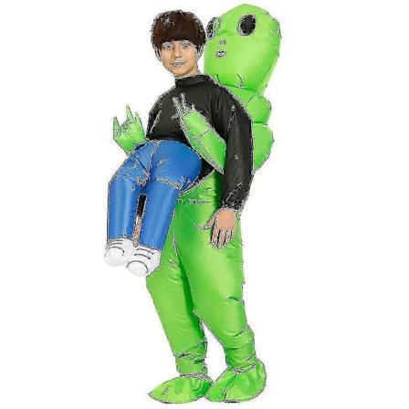 Vihre Alien, joka kantaa ihmist - Puhallettava hauska puhallusasu Cosplay For-Xin Kid