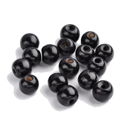 8-9 Mm Runda Träpärlor 90 St Svarta