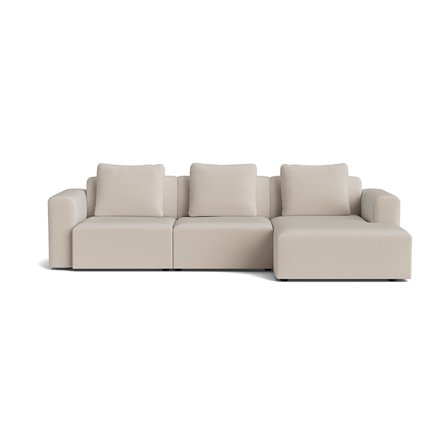 Como Chaiselongue-Sofa, rechts, Lisboa Beige Samt, zeitloses Design, handgefertigt in Europa, hochwertige Qualität, bequeme Polsterung, 83cm