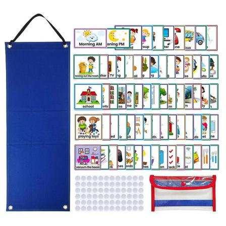 1 settiä lasten päivittäisten askareiden kaavio DIY visuaalinen aikataulu kalenterikaavio korteilla (67.00X24.00X0.20CM, sininen)