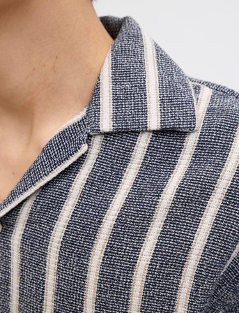 Jack & Jones Jorcoba Stripe Resort Shirt Ss Sn - Grey - L