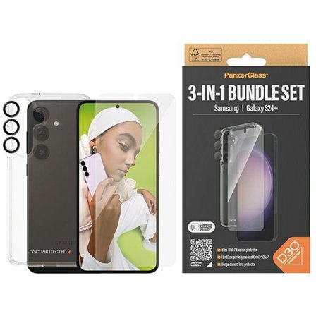 PanzerGlass Bundle 3in1 set transparent fodral + folie + kameraskydd för Samsung Galaxy S24+