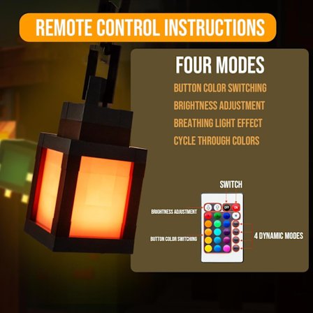 Pixel Night Light - 16-färgs RGB-fjärrkontroll, USB-uppladdningsbar, Kostym Cosplay Sänglampa, Perfekt för Sovrum, Spelrum