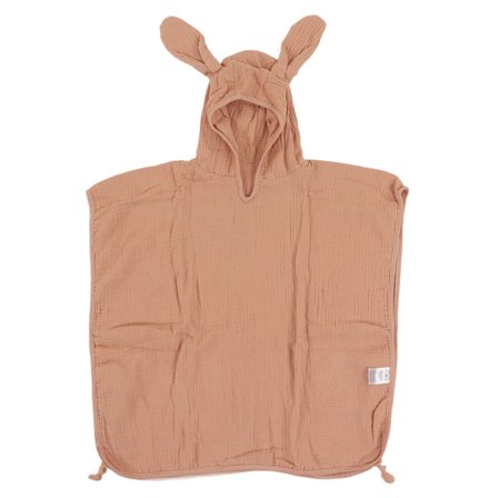 Hettehåndkle i bomull for baby, absorberende, tegneseriekaninører, støvete rosa