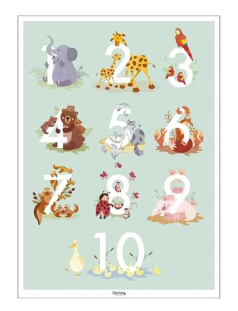 Poster & Frame Tiny Tails - Talplakat - Lysegrøn - Green - 50X70CM