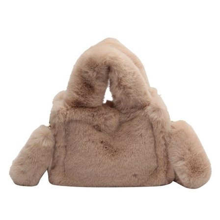 Damväskor, Puffy Tote Bag Top Handle Crossbody Bag Stylish Plush Tote Bag, Khaki