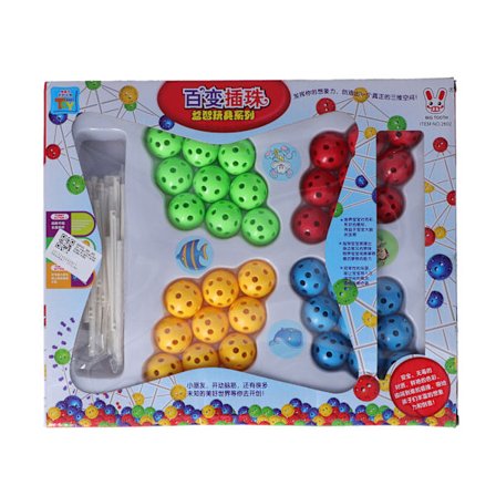 Byggesett med kuler og pinner, pedagogisk leketøy for barn over 3 år, store perler