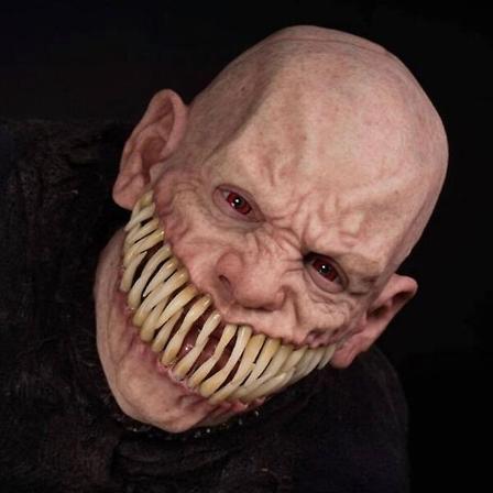 Demon Latex Maske Skummel Djevel Mutant Med Realistiske Lange Tenner Kostyme Halloween Fest Rekvisita