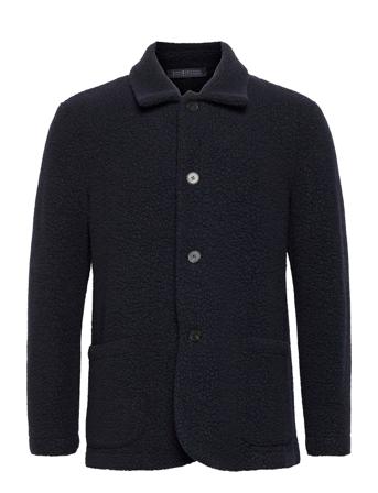 Men Dropped Shoulder Jacket Bouclé Overshirts Blå Harris Wharf London