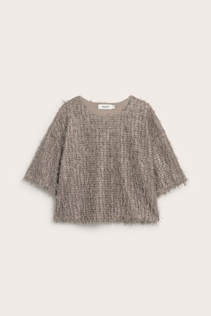 Kappahl | Top z krótkimi rękawami, z frędzlami | Ciemnobeżowy