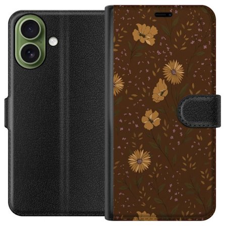 Kompatibelt Plånboksfodral till Apple Apple iPhone 17 Bruna blommor retro blommönster blommig design 70-tals vintagestil mönster bohemisk tapetinsp