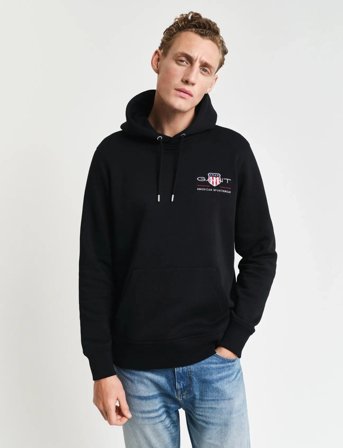GANT Reg Medium Archive Shield Hoodie - Black - XL