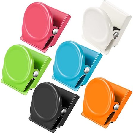 12 kpl Monivärisiä magneettiklipsiä, kestäviä ruostumattomasta teräksestä valmistettuja klipsimagneetteja, erinomaisia kotiin, toimistoon, kouluun, 