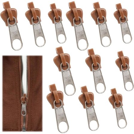 (Brun) 12 st Clip-on dragkedja Slider, punwey Instant Replacement Z