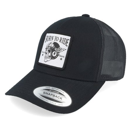 Born To Ride - Svart trucker Caps - Free Soul Skull Patch Black Trucker @ Hatstore