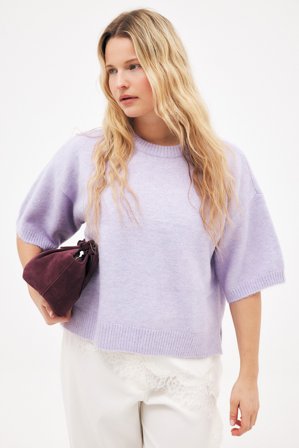 NA-KD Pull en maille à manches courtes - Pulls Oversize - Violet - XS