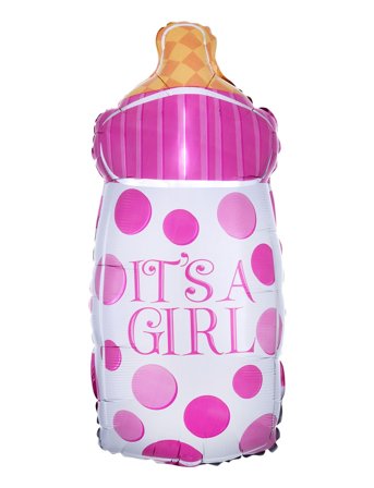 Baby Girl Flaska Formad Folieballong Pink IPK