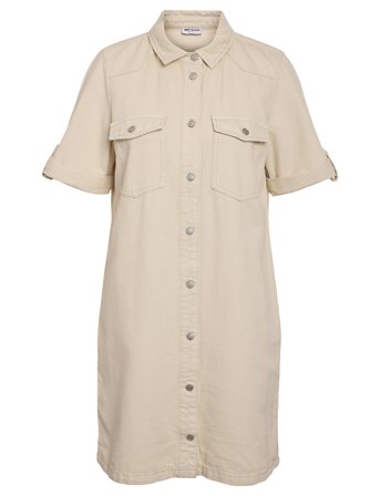 NOISY MAY Nmnew Signe S/S Denim Dress Clr Noos - Beige - S