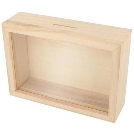 Tirelire - ARTEMIO - Resa i trä att dekorera - 17x12x5 cm - Rektangulär - Brun