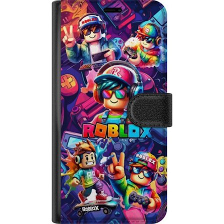 Kompatibel Tegnebogsetui til Asus Asus Zenfone 10 Farverig Roblox gaming gruppe med hovedtelefoner, controllere og neonfarver perfekt til børn og gam