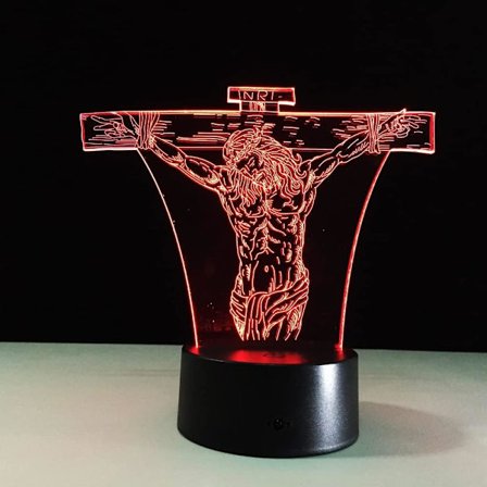 WJ Jesus 3D sovrumslampor Led nattlampa USB bordslampa skrivbordslampor Nyhet Heminredning 7 färger Present Heminredning Klientpresent Bordslampa