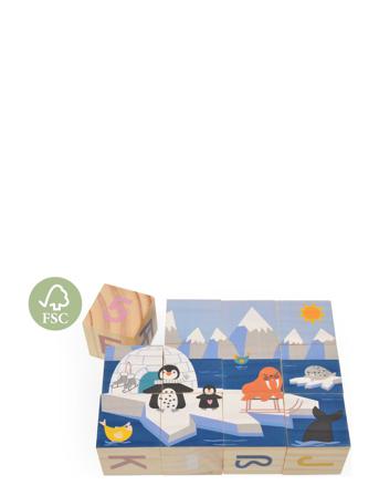 Building Blocks With Letters In Fsc Wood Magni Toys Patterned
