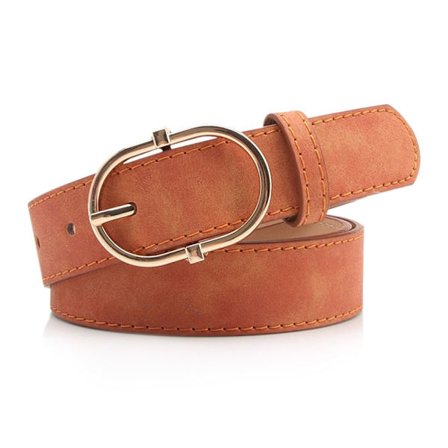 Matt läderbälte Guldspänne Midjeband CAMEL - spot försäljning