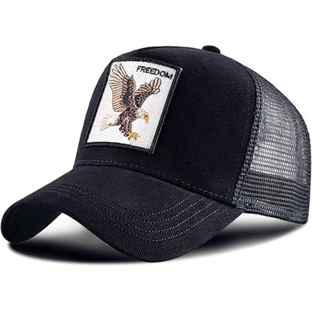 Baseballkasket til mænd og kvinder, 5 paneler justerbar truckerkasket mesh bagside sport afslappet kasket sommer solhat til unisex (Varg) Eagle Black